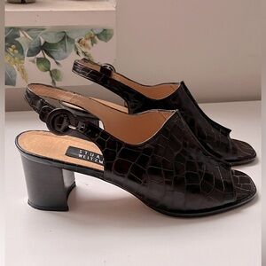Stuart Weitzman Brown Crocodile Leather Sandals